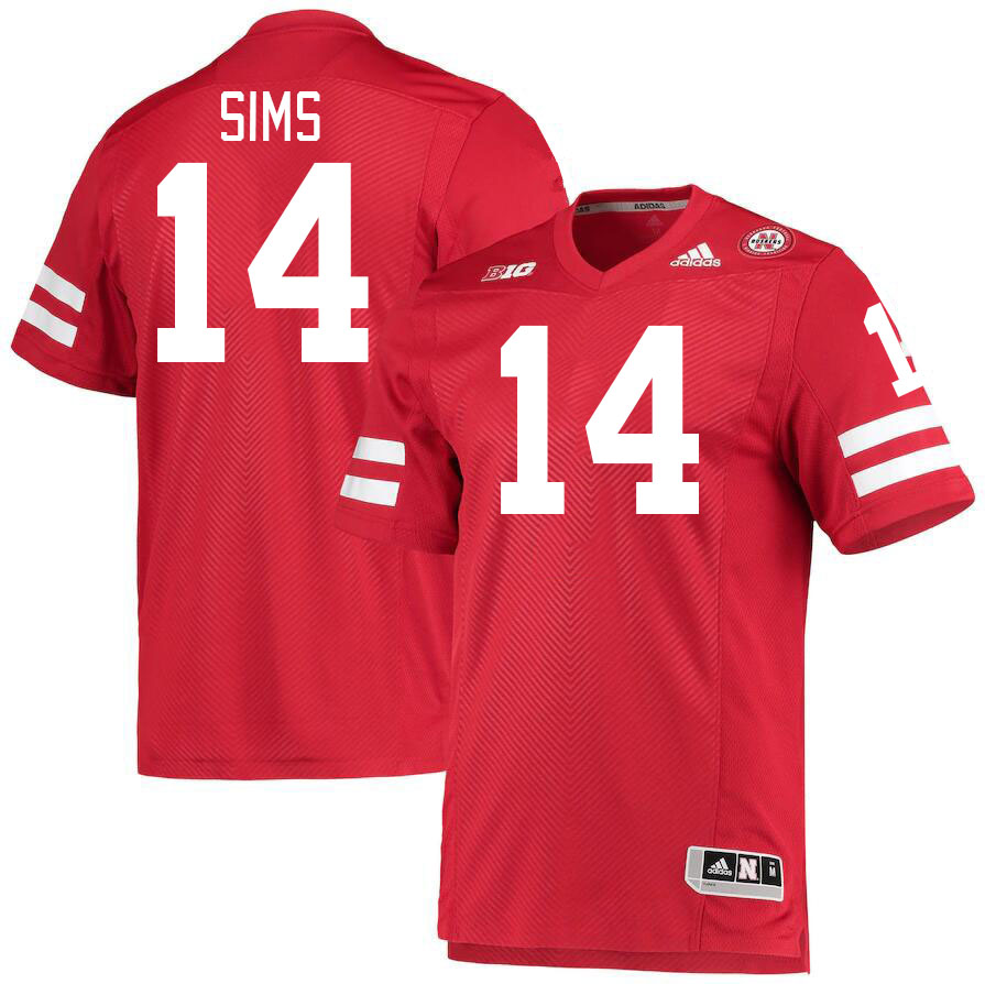 Men #14 Jeff Sims Nebraska Cornhuskers College Football Jerseys Stitched Sale-Red - Click Image to Close